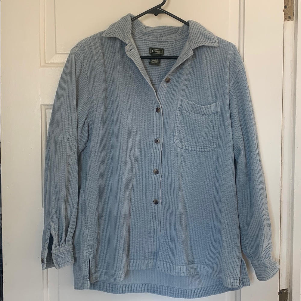 L.L. Bean Corduroy Shirt Jacket Women S Sky Blue Relaxed Fit Button Down